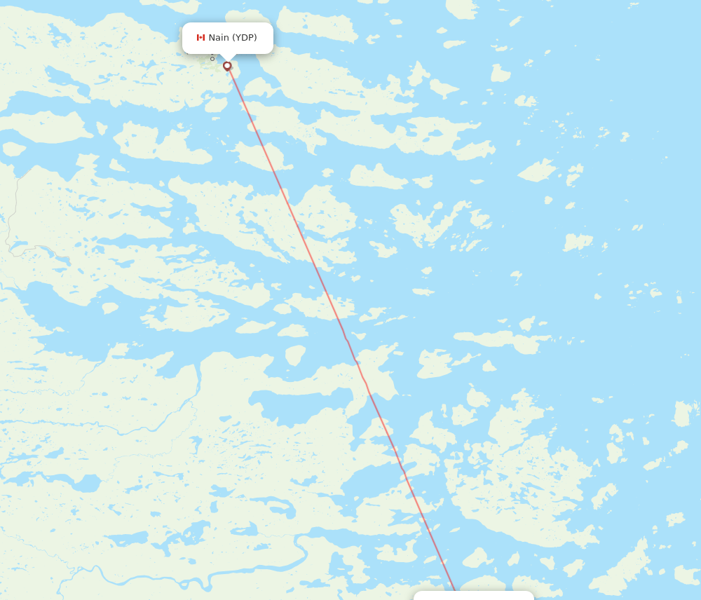 Natuashish - Nain route map and flight paths