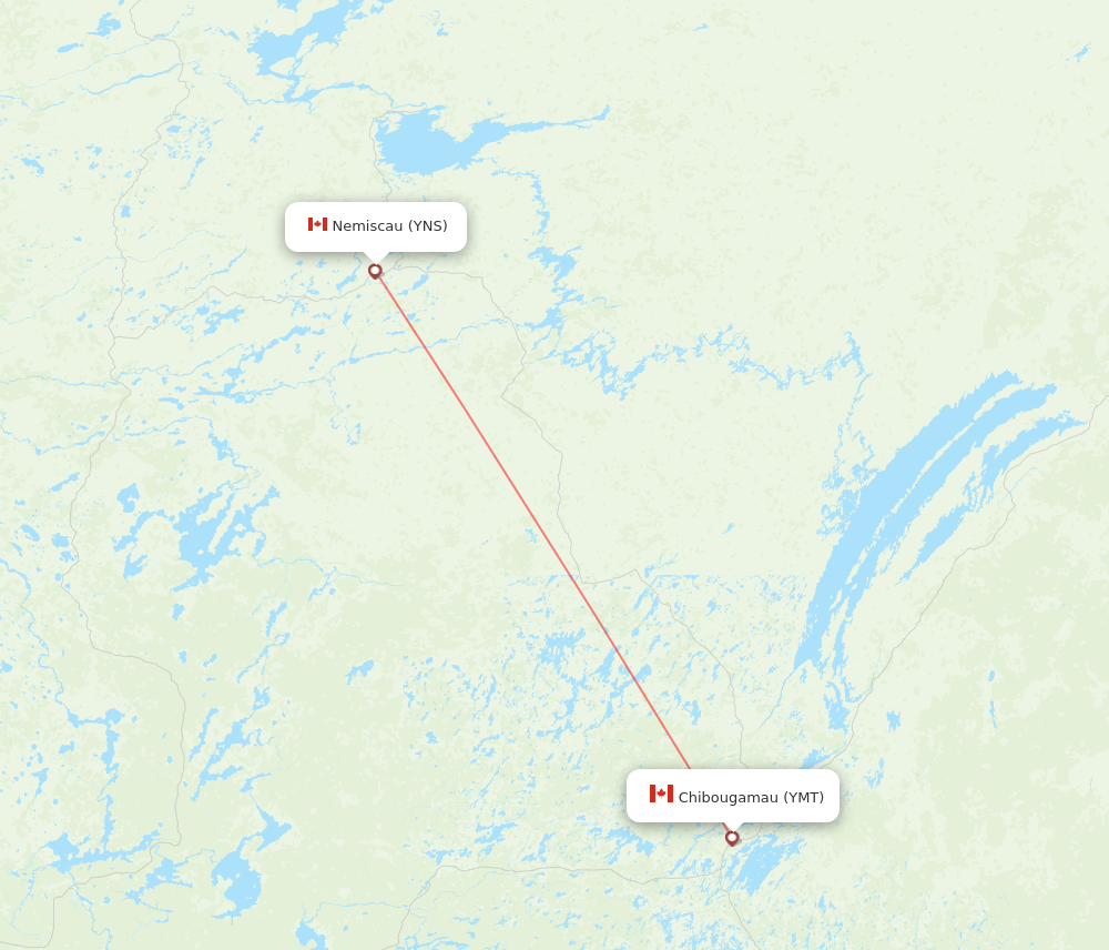 YNS to YMT flights and routes map