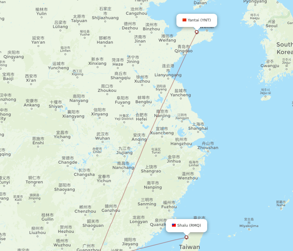 YNT-RMQ flight routes