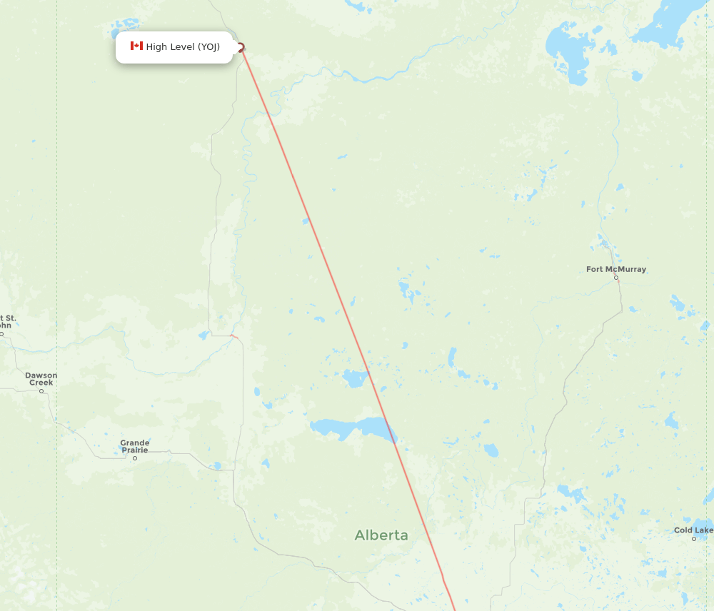 YOJ to YEG flights and routes map