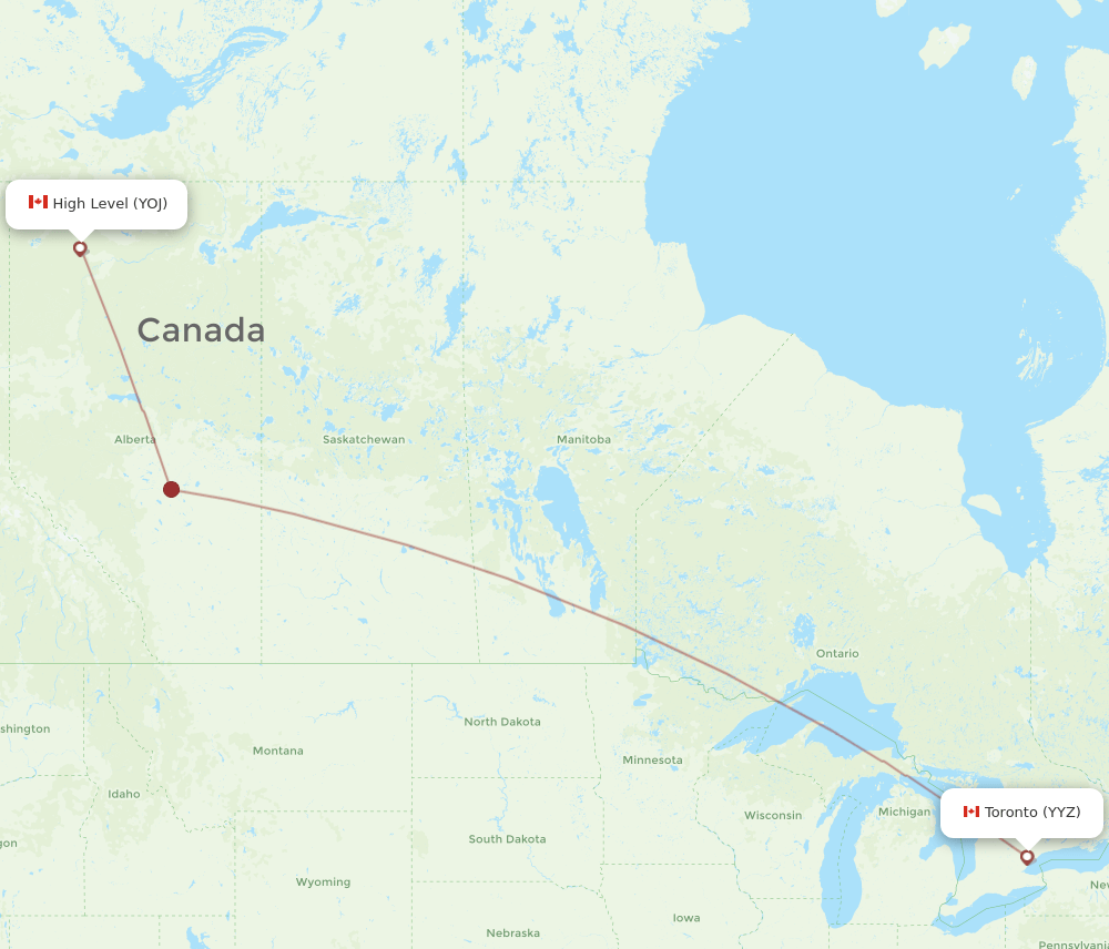 YOJ-YYZ flight routes