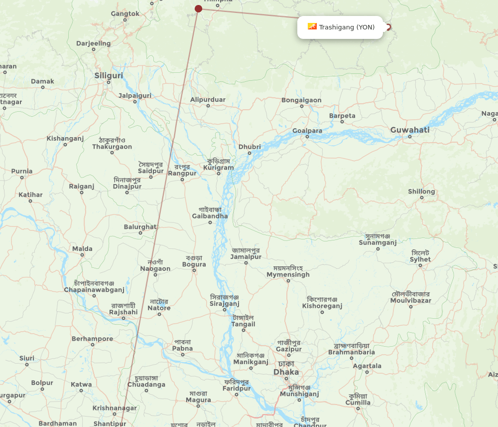 YON-CCU flight routes