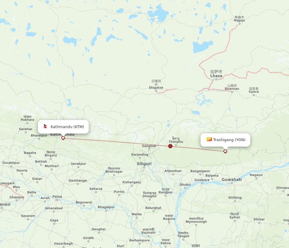 YON-KTM flight routes