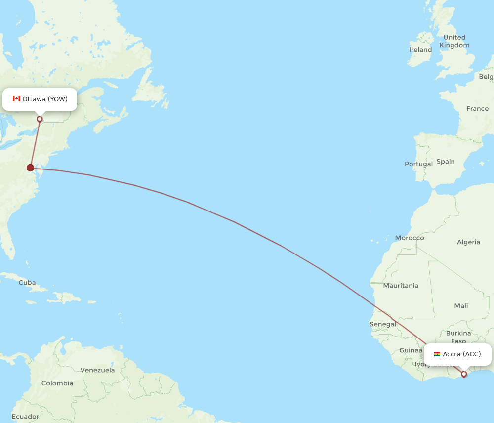 YOW-ACC flight routes