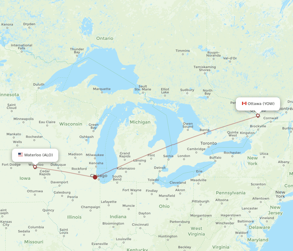 YOW-ALO flight routes