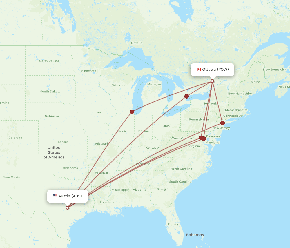YOW-AUS flight routes