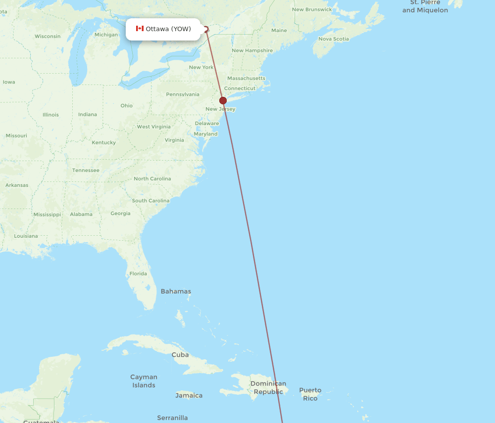 YOW-BON flight routes