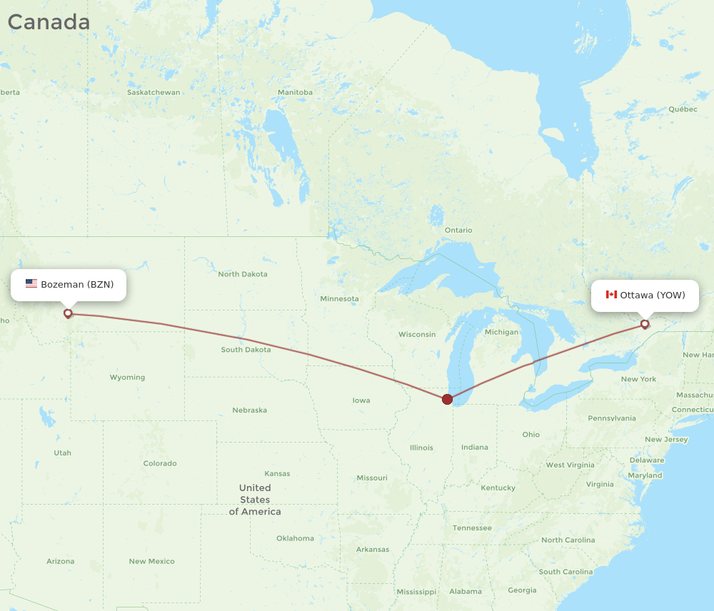 YOW-BZN flight routes