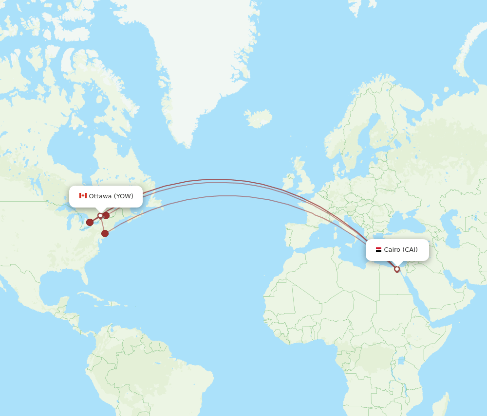 YOW to CAI flights and routes map