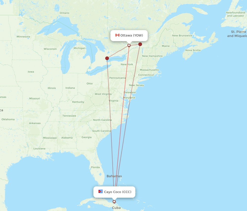 YOW-CCC flight routes