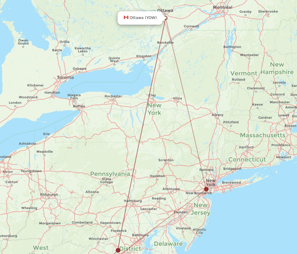 YOW-CHO flight routes