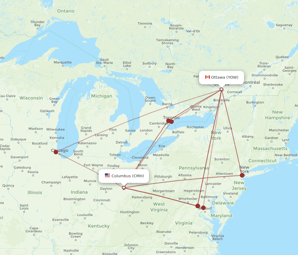 YOW-CMH flight routes