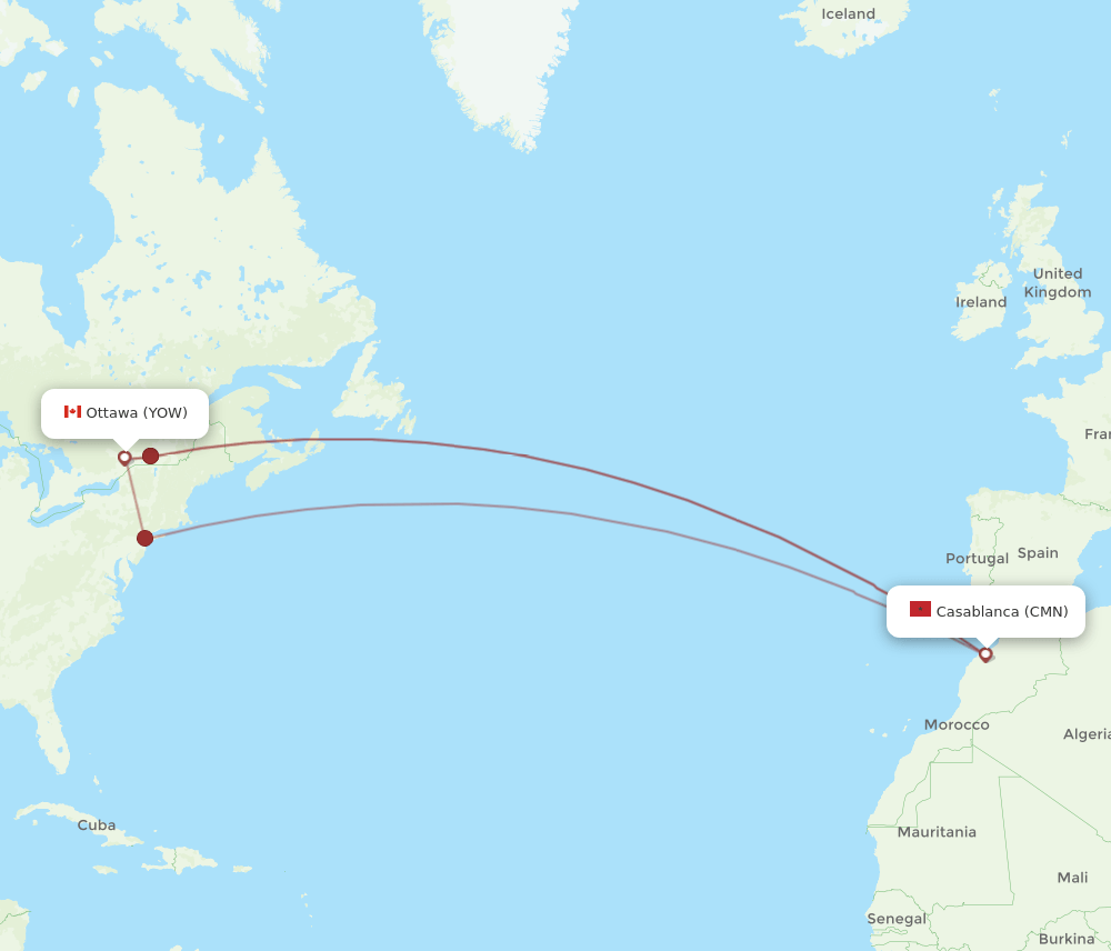 YOW-CMN flight routes