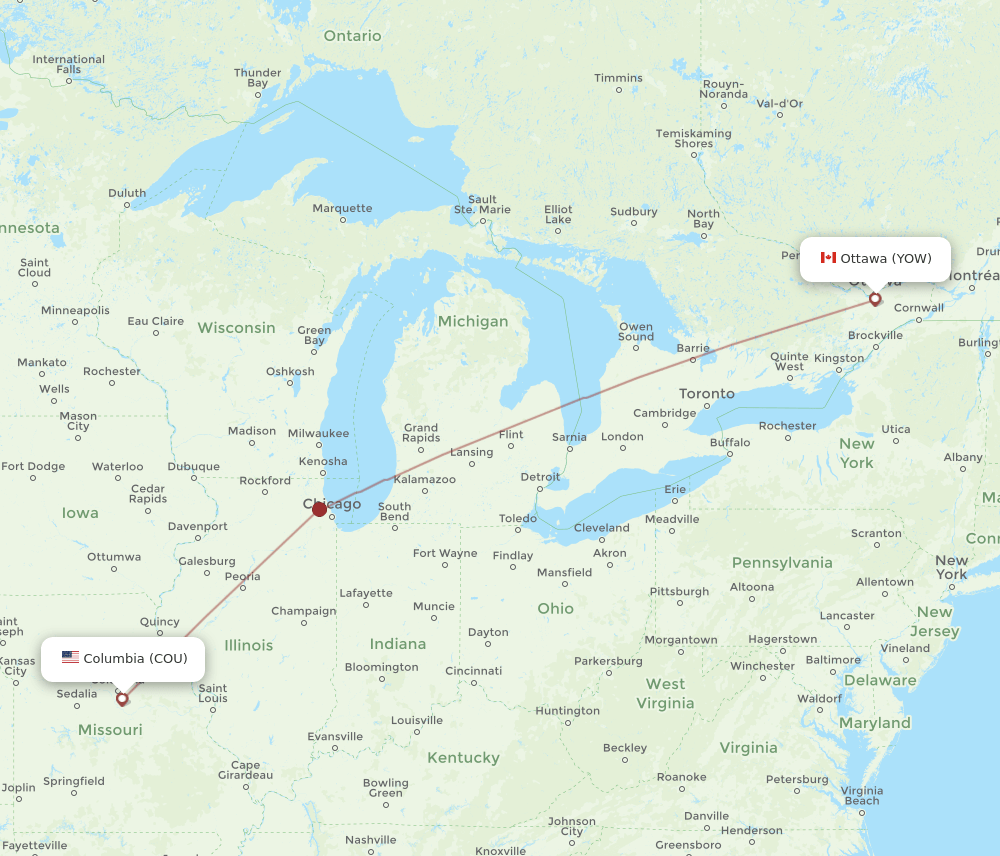 YOW-COU flight routes