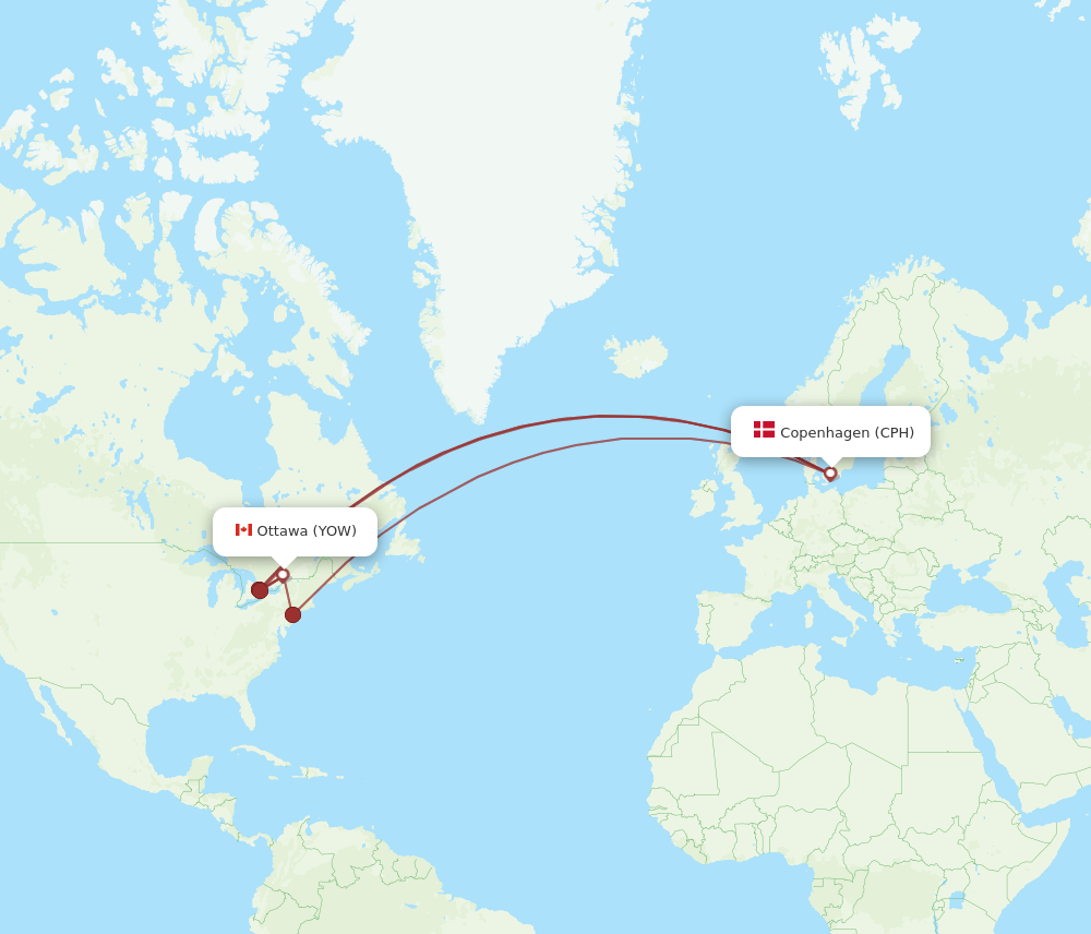 YOW-CPH flight routes
