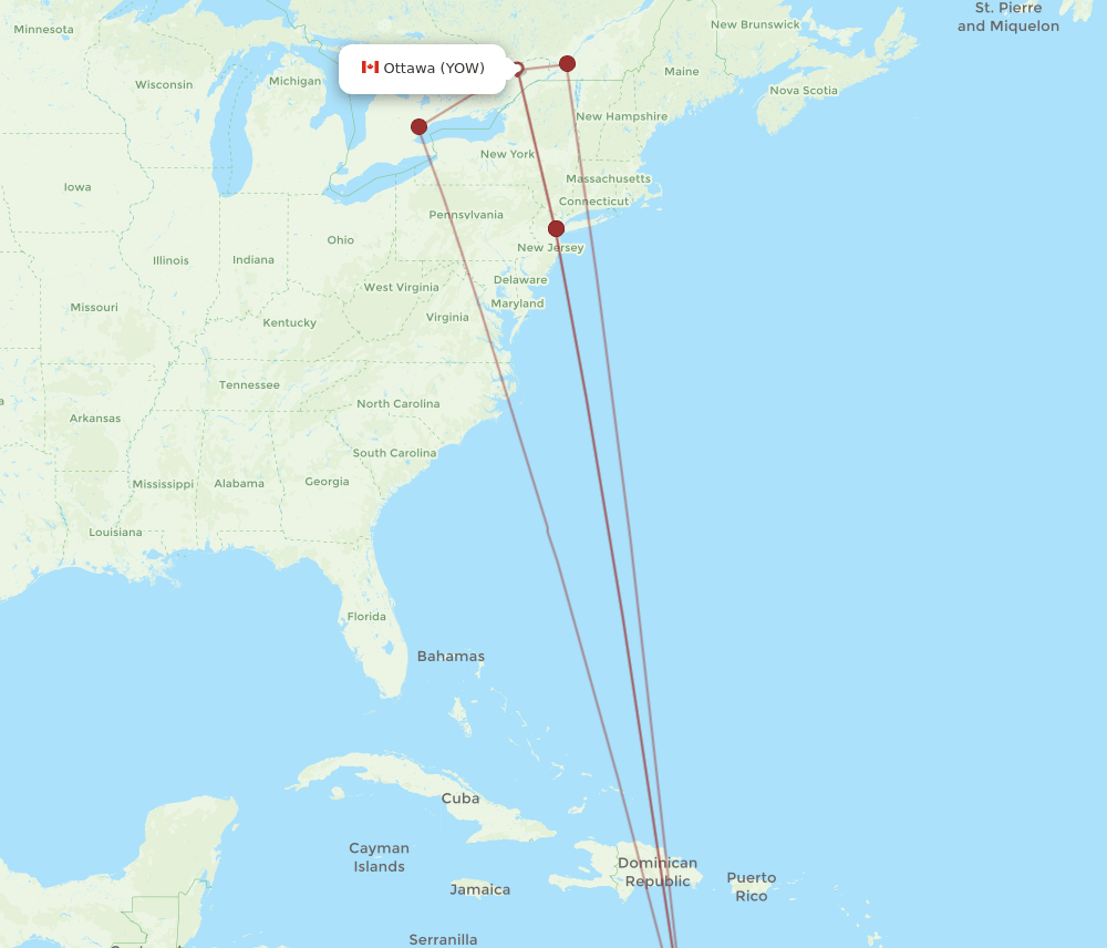 YOW-CUR flight routes