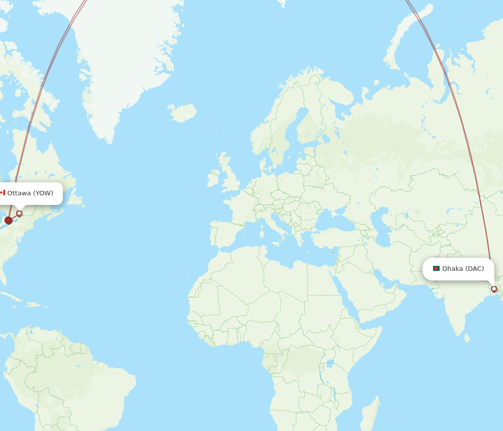 YOW-DAC flight routes