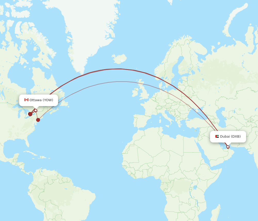 YOW-DXB flight routes