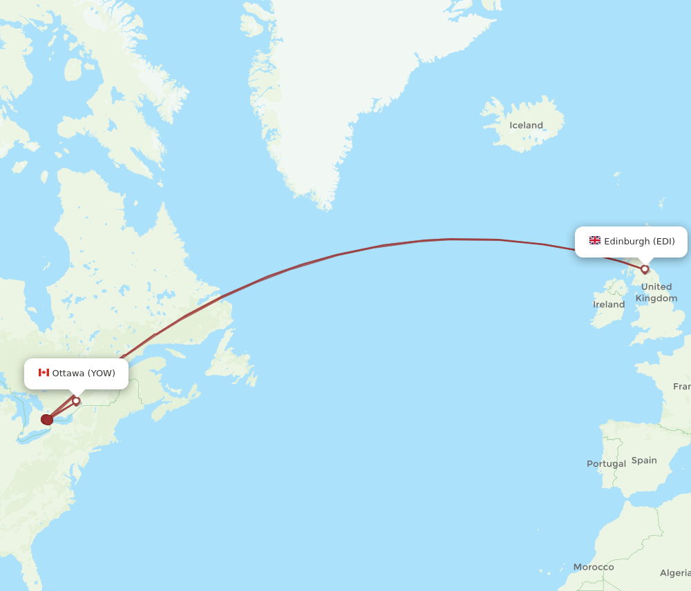 YOW-EDI flight routes