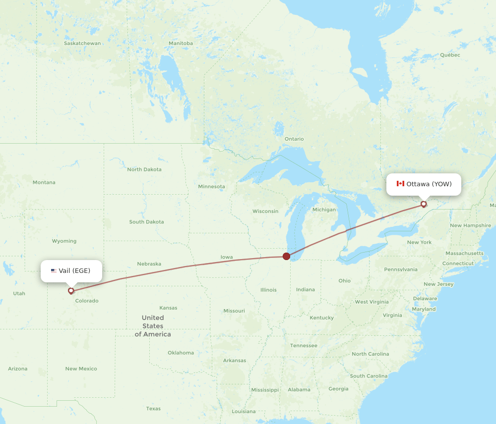 YOW-EGE flight routes