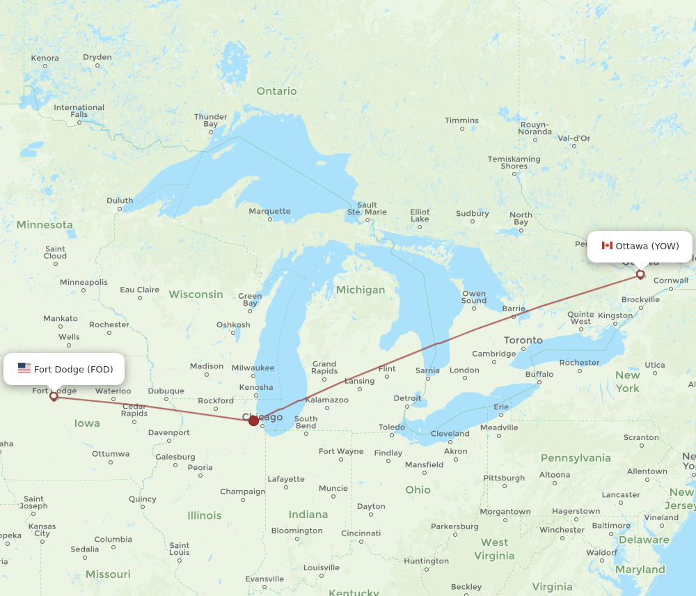 YOW-FOD flight routes