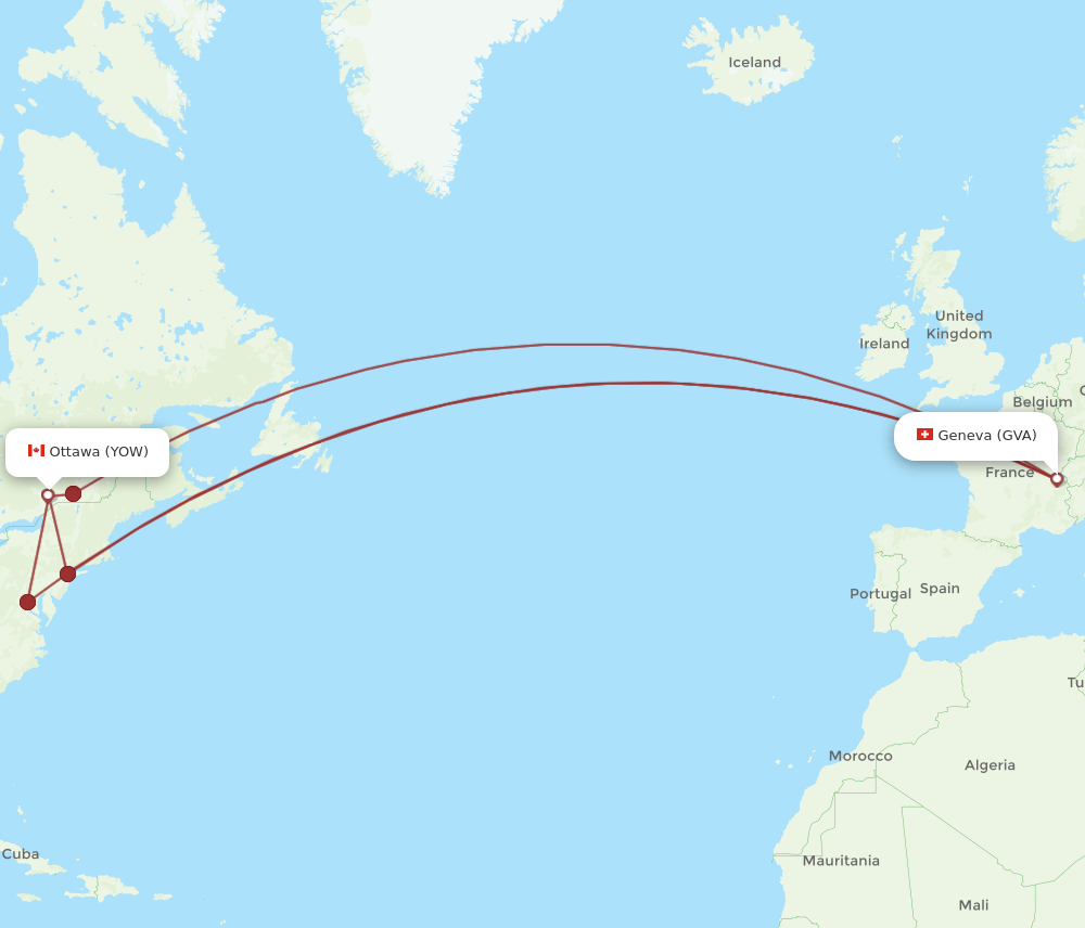 YOW-GVA flight routes