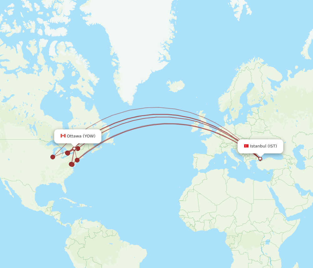 YOW-IST flight routes