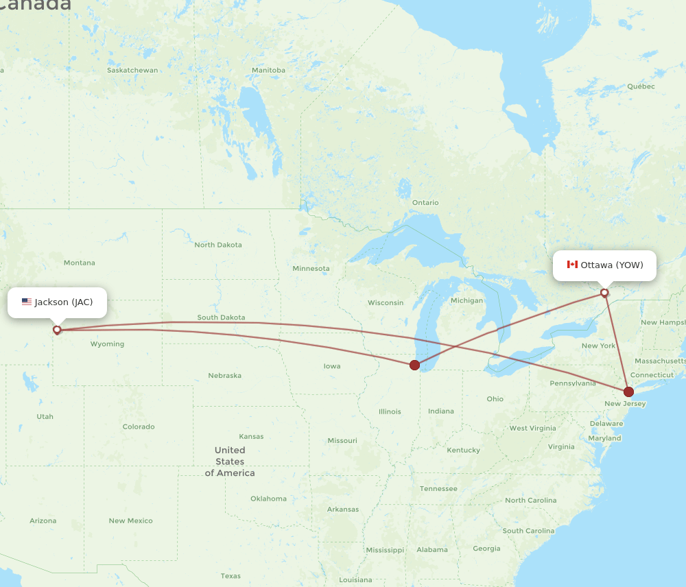 YOW-JAC flight routes