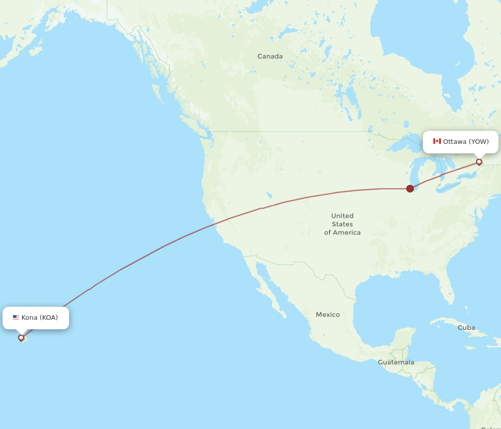 YOW-KOA flight routes