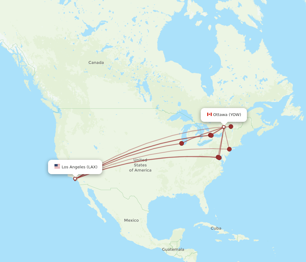 YOW-LAX flight routes