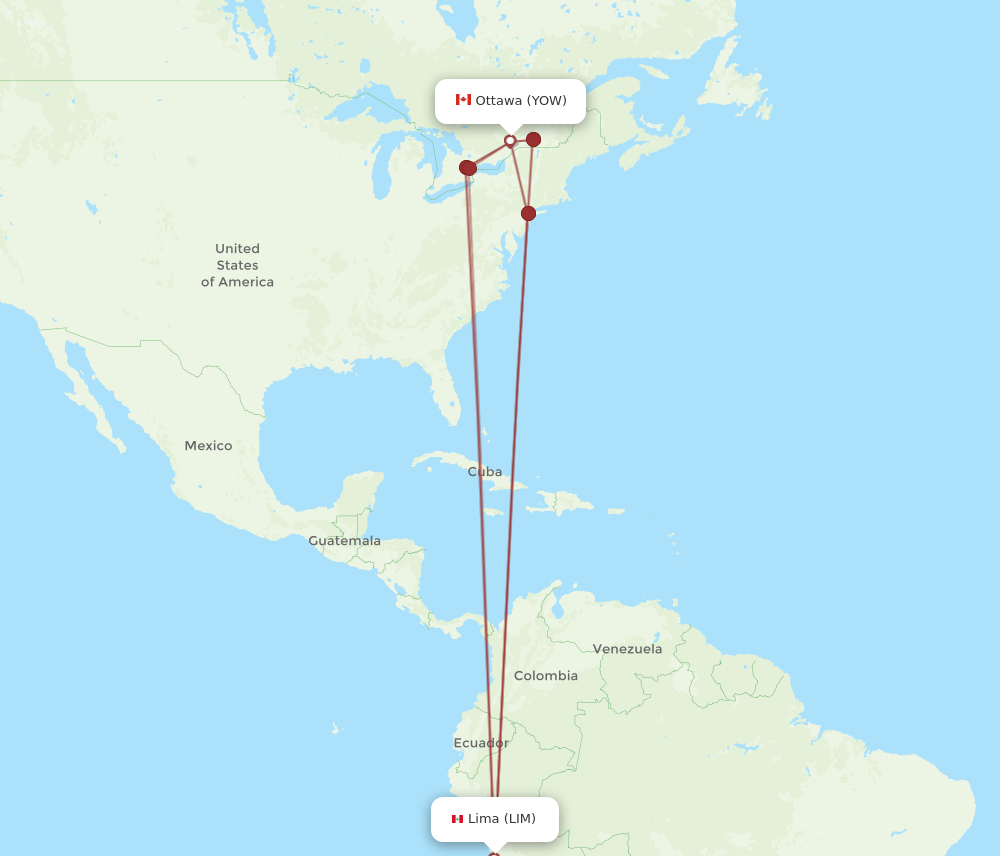 YOW-LIM flight routes