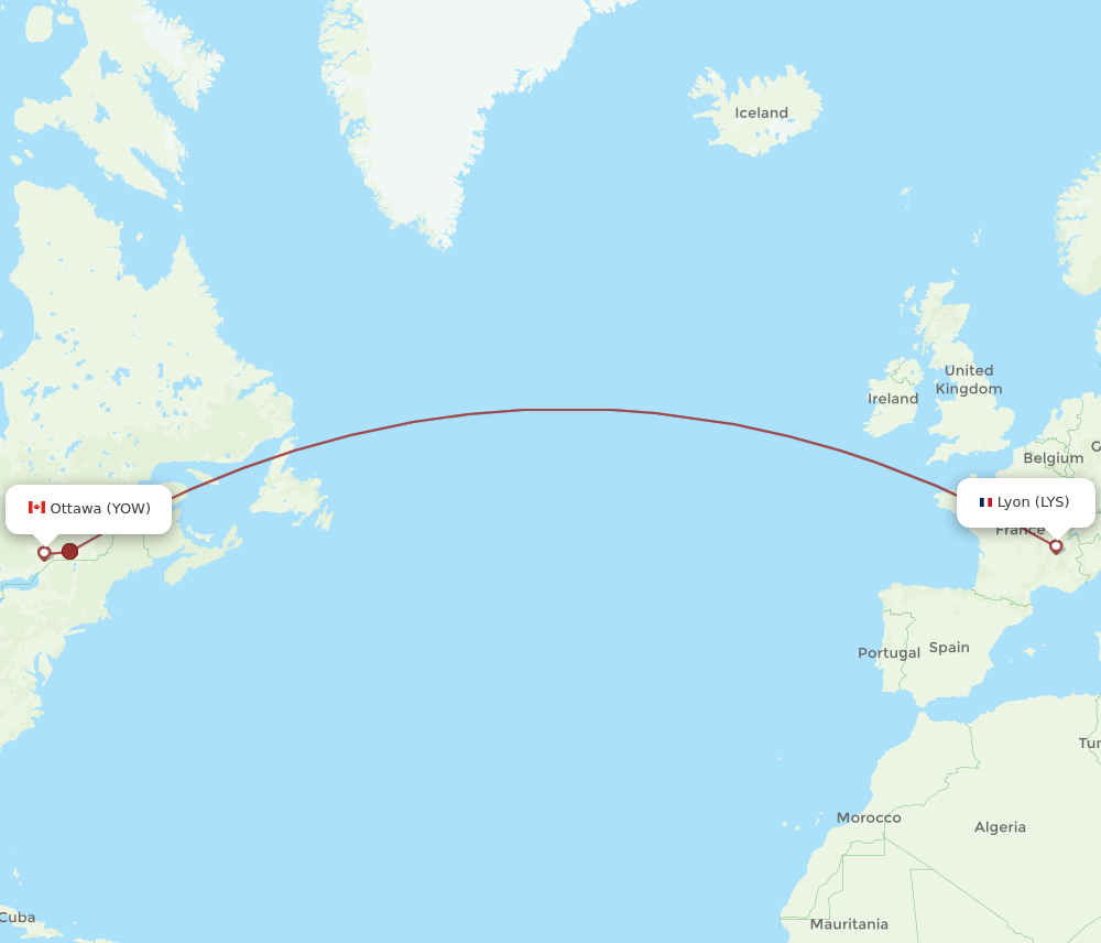 YOW to LYS flights and routes map