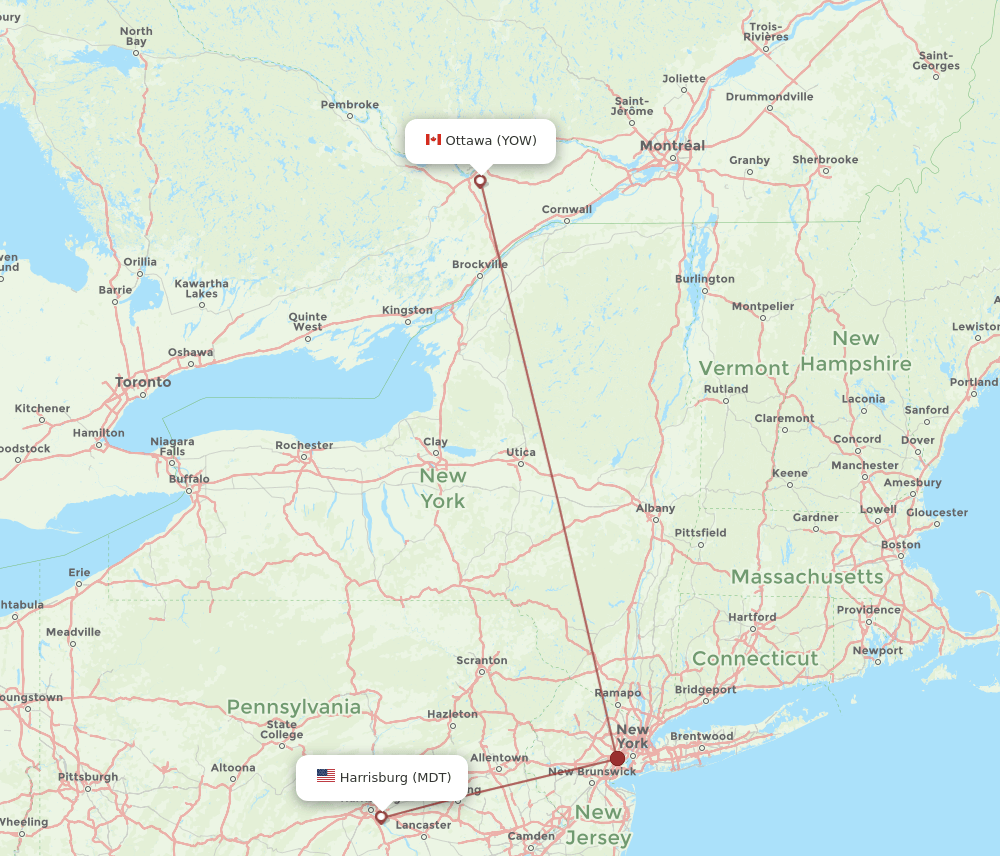 YOW-MDT flight routes