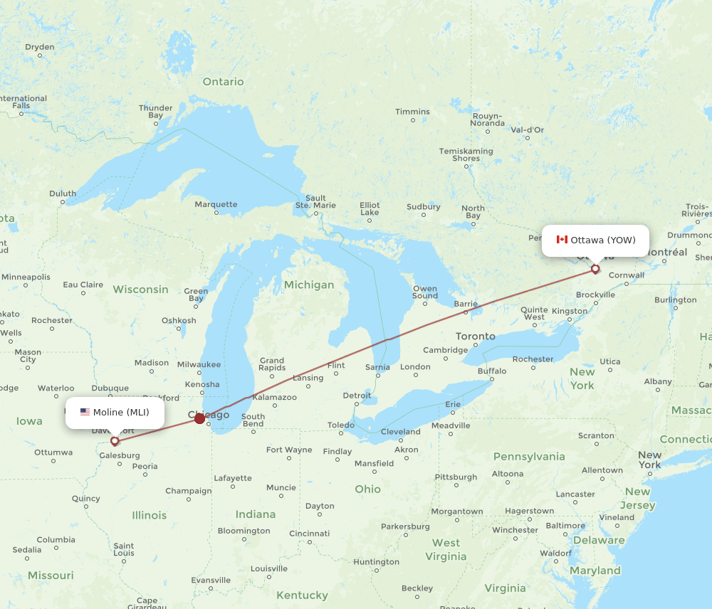 YOW-MLI flight routes