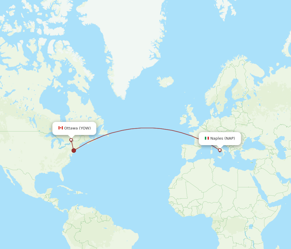 YOW to NAP flights and routes map