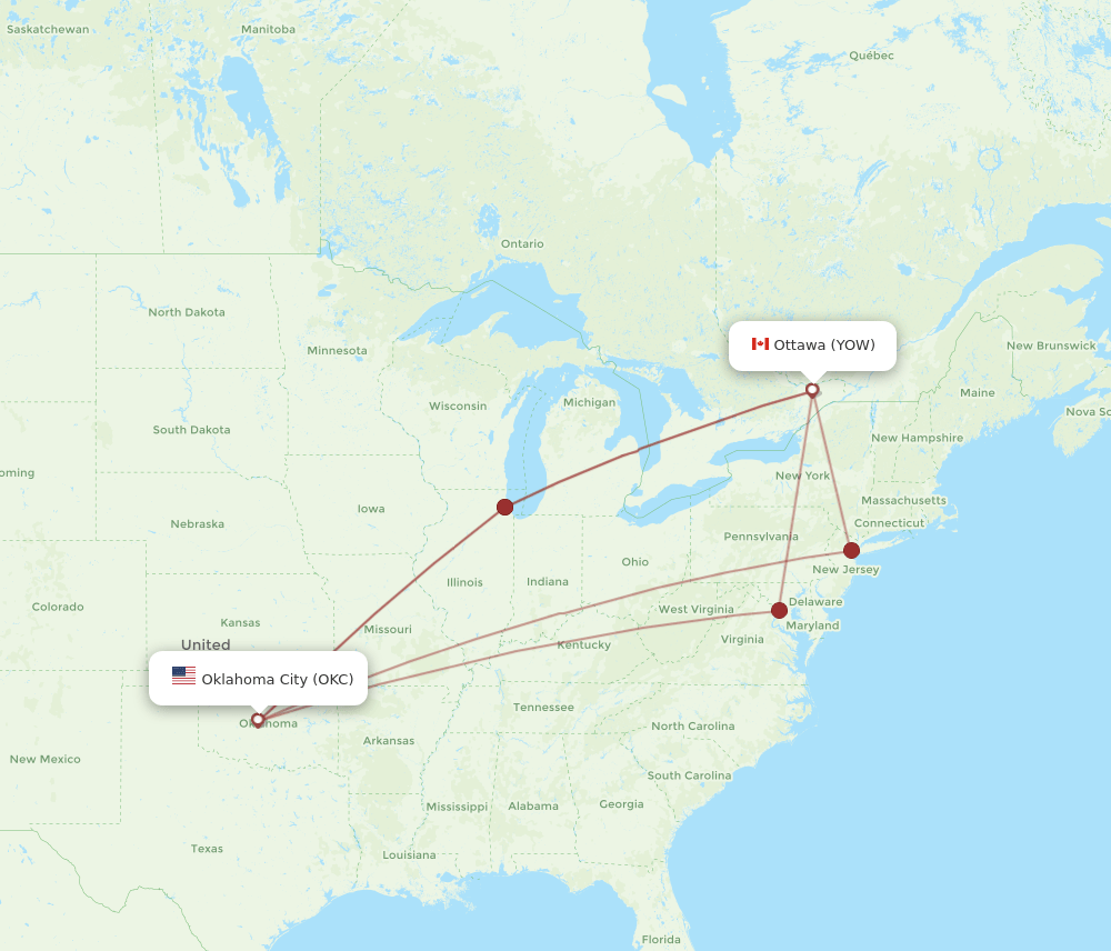 YOW-OKC flight routes