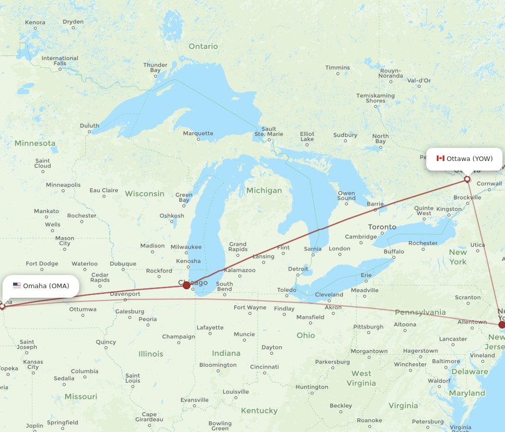 YOW-OMA flight routes