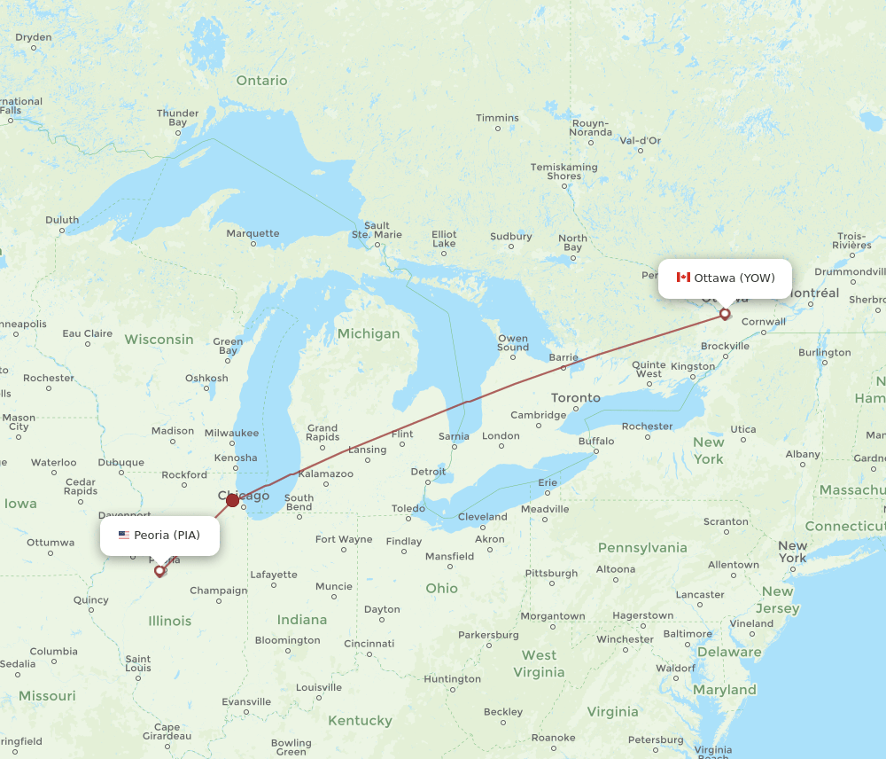 YOW-PIA flight routes