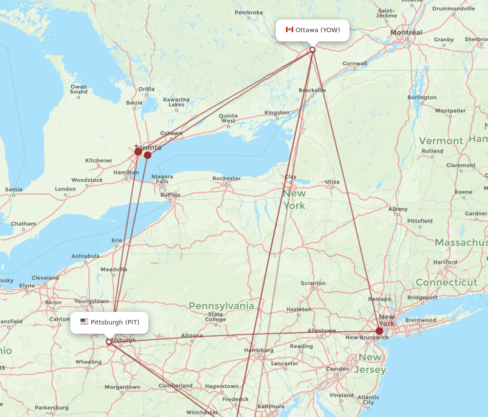 YOW-PIT flight routes