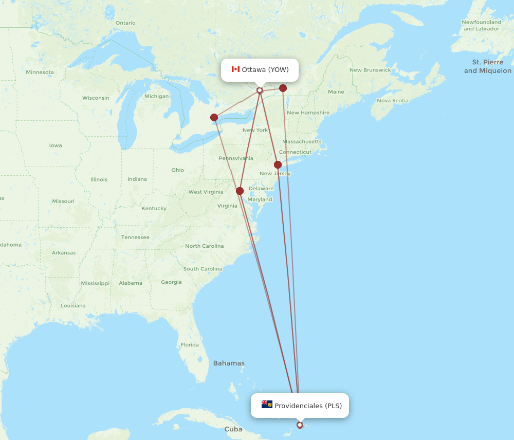 YOW-PLS flight routes