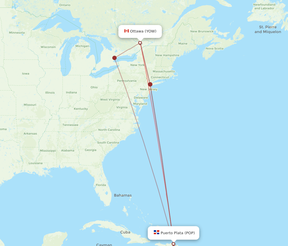 YOW to POP flights and routes map