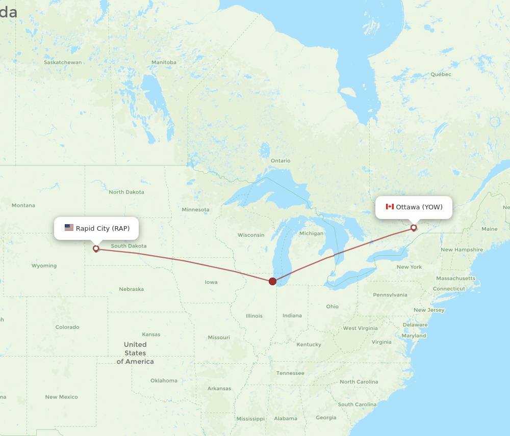 YOW-RAP flight routes
