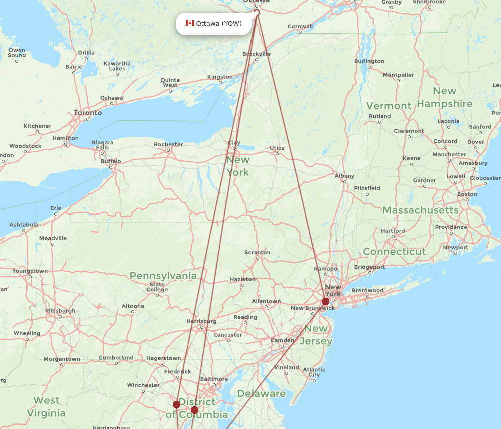 YOW-RIC flight routes