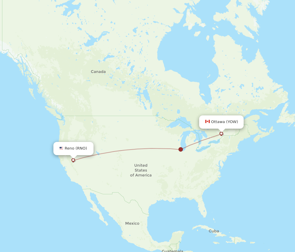 YOW-RNO flight routes