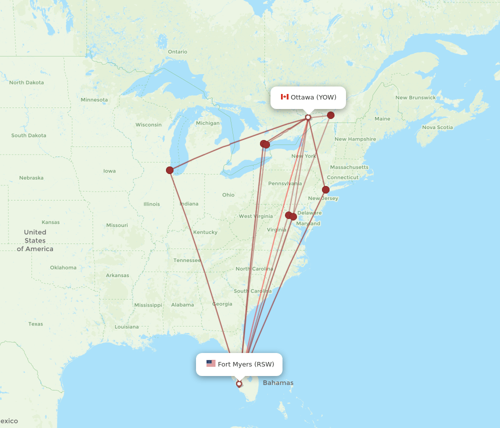 YOW-RSW flight routes