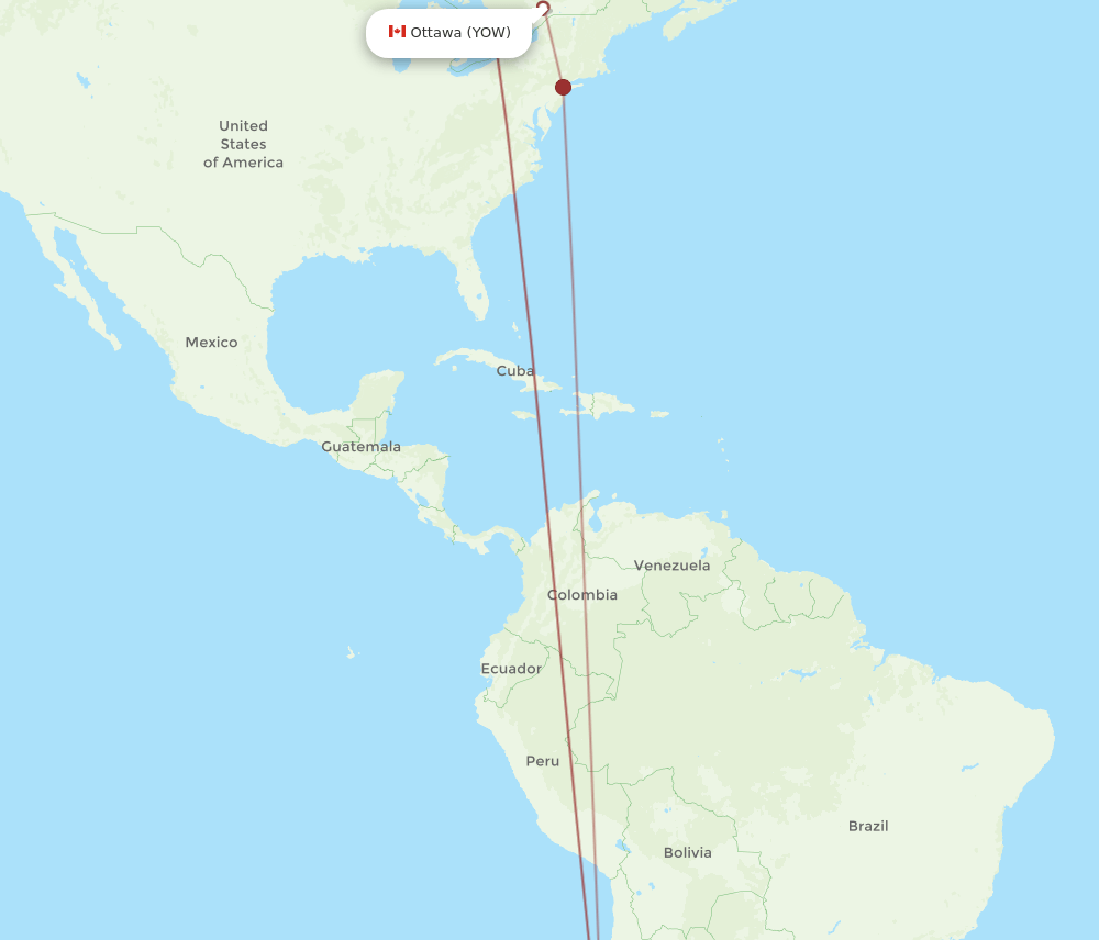 YOW to SCL flights and routes map