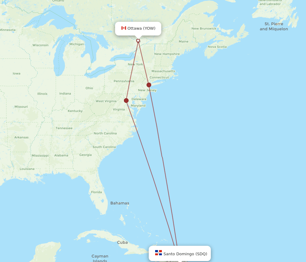 YOW to SDQ flights and routes map