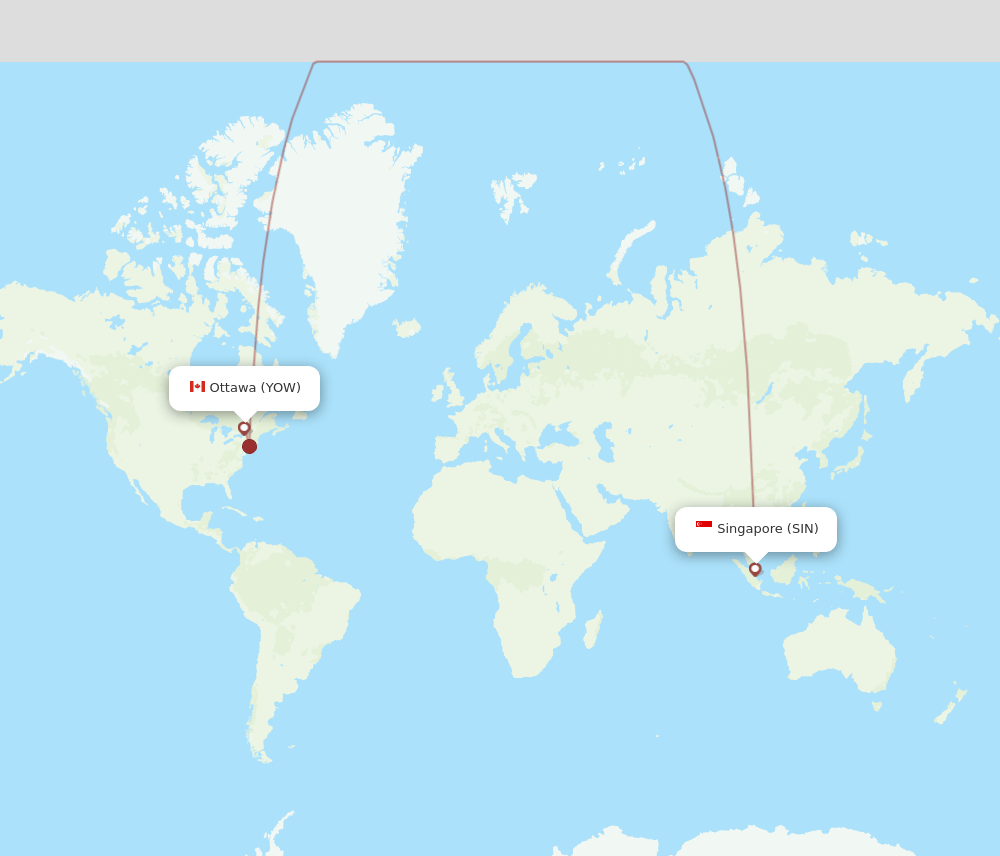 YOW to SIN flights and routes map