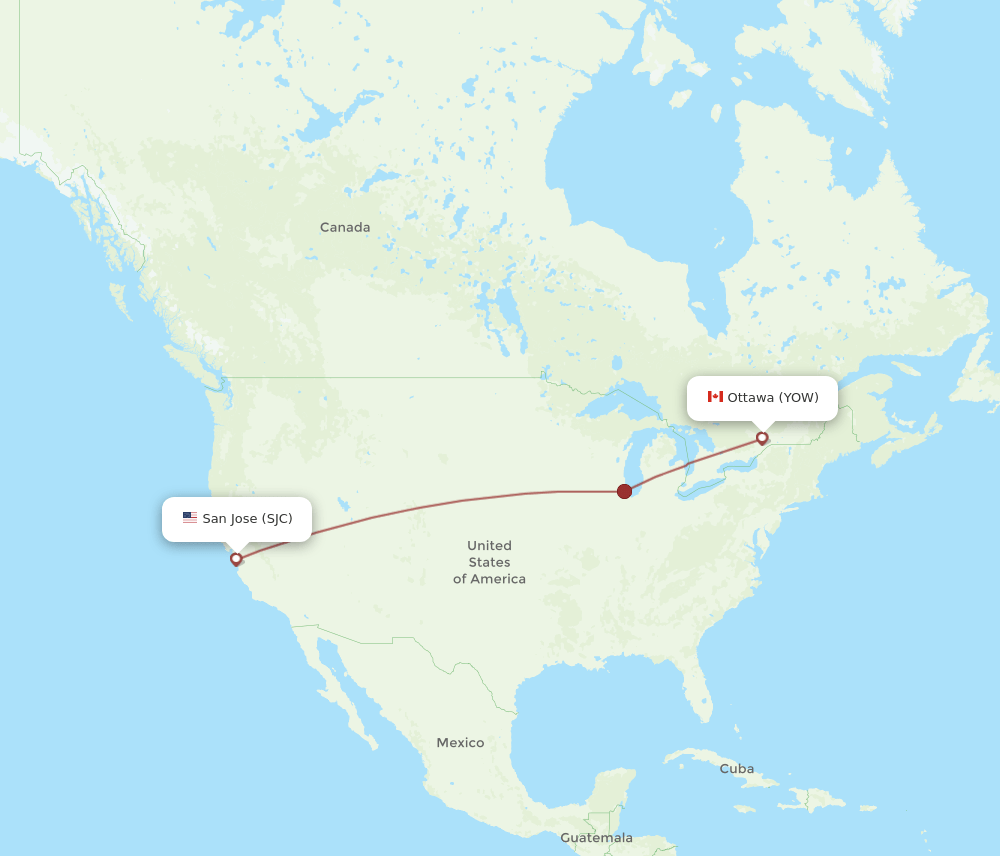 YOW-SJC flight routes