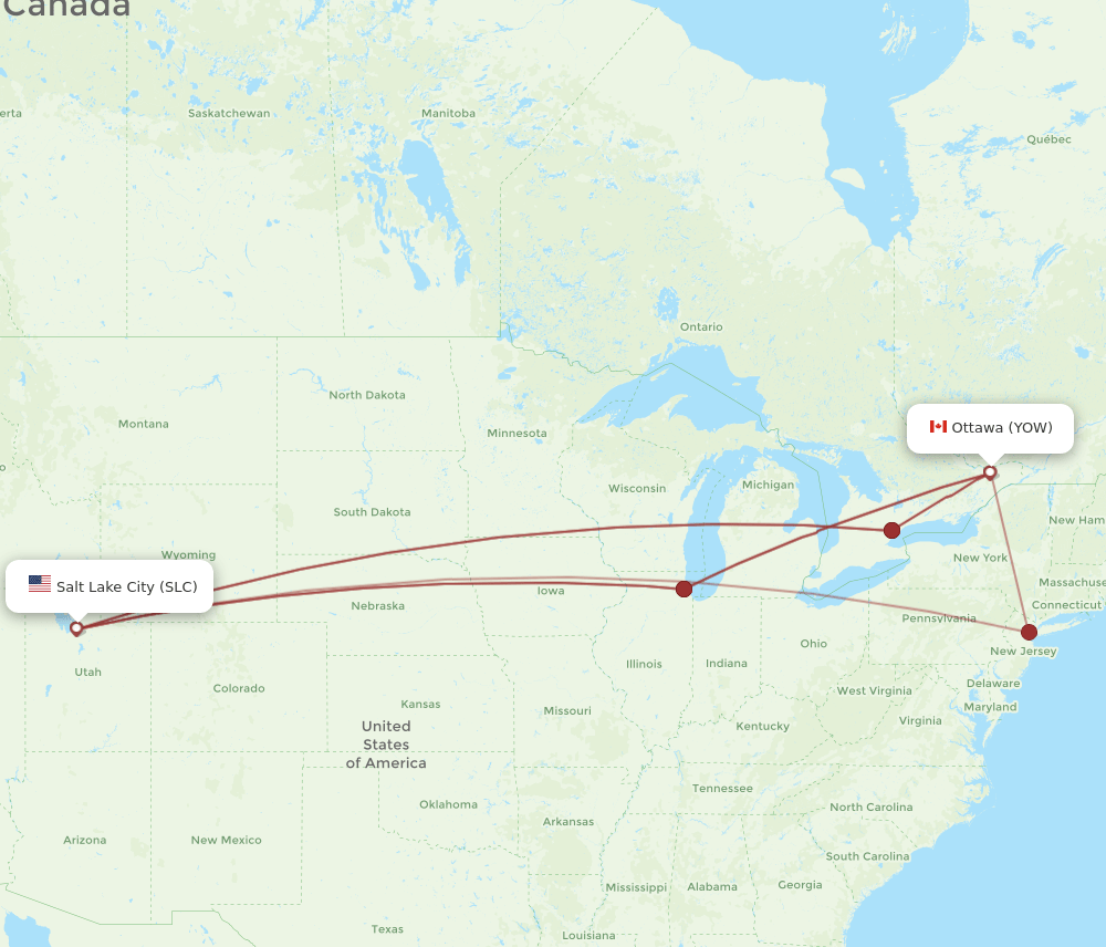 YOW-SLC flight routes